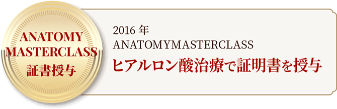 ANATOMYMASTERCLASSヒアルロン酸治療で証明書を授与