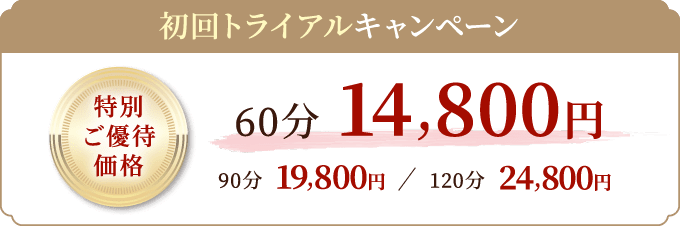初回トライアルキャンペーン60分14,800 円